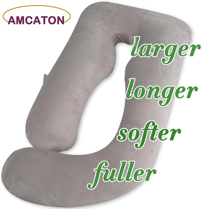 60 Inch Pregnancy Pillows for Sleeping, Extra Large U Shaped Body Pillow, Pregnancy Pillow, Maternity Pillow for Pregnant Women with Velour Cover (Grey)