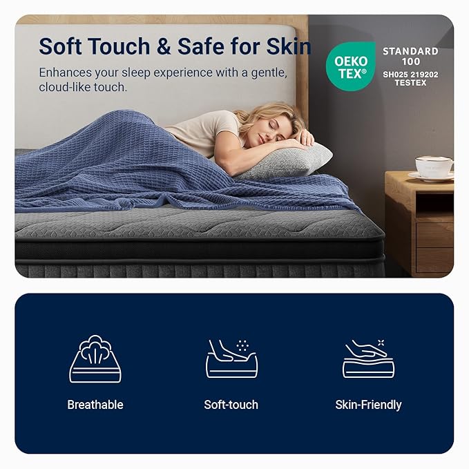 Avenco 14 Inch King Size Mattress, Hybrid Mattress with Smarts Coil™ Pocket Springs for Targeted Support and NanoGel™ Memory Foam for Cool Night Sleep & Motion Isolation, CertiPUR-US Certified