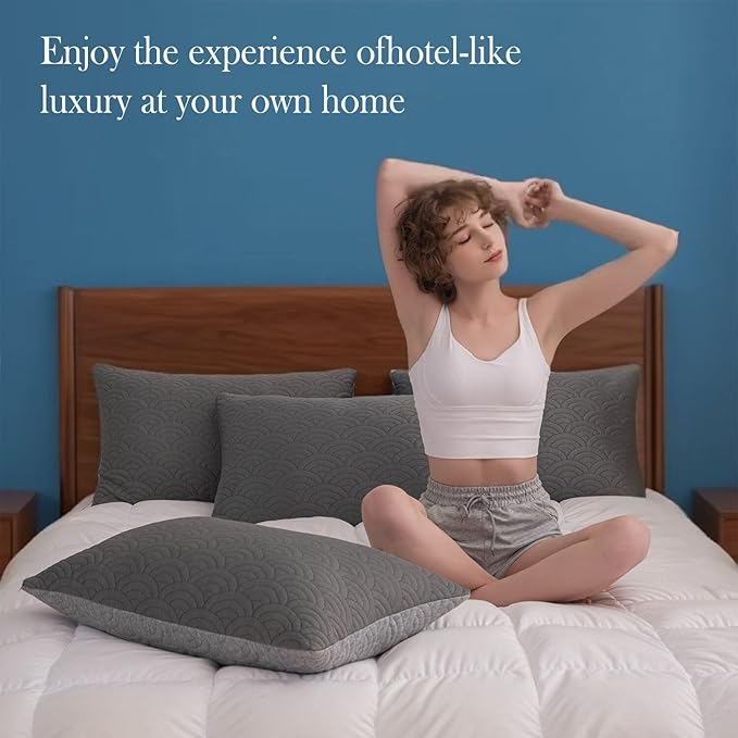 MOLCLCUY Memory Foam Pillows Standard Size Set of 2 Adjustable Cool Pillow for Side Back Stomach Sleepers Luxury with Washable Cover