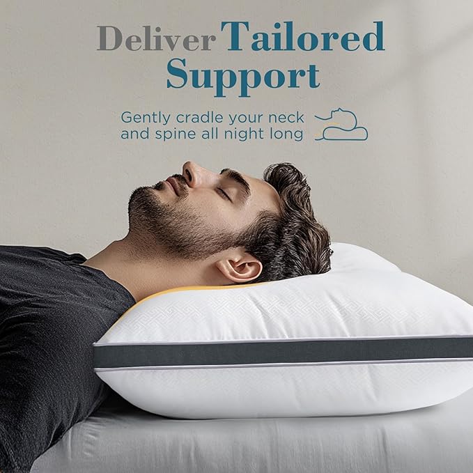 viewstar Bed Pillows King Sizes Set of 2, Hotel Quality Cooling Down Alternative Gusseted Pillows for Side, Back, or Stomach Sleepers, Dark Grey