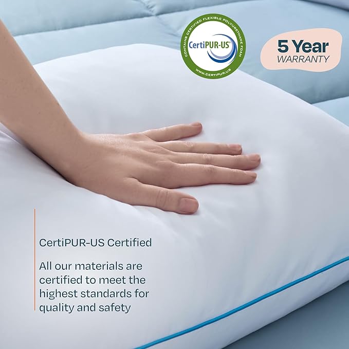 Linenspa Two Pack Shredded Gel Memory Foam Pillow, King Size – Cooling Bed Pillow – Soft and Supportive – Side, Stomach, and Back Sleepers – Pack of 2 – CertiPur Certified