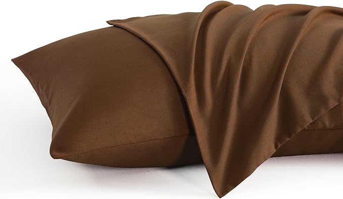 NTBAY Standard Brown Microfiber Pillow Cases Set of 2, 2 Pack, 20x26 Inches, Envelope Closure