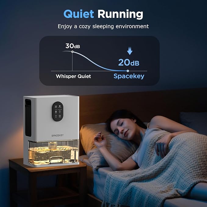 Dehumidifier, 106 OZ Water Tank Dehumidifiers for Home with Timer, 1000sq.ft Quiet Dehumidifier for Basement Bathroom Bedroom RV, Auto Shut Off, Timer, Sleep Mode, Washable Filter, 7 Color Light