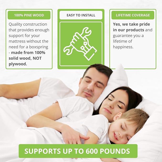 CC KITS Bed Slats for Twin, Full, Queen & King Sizes - Bed Slat Under Mattress Support - Bunkie Board - Box Spring & Mattress Platform Foundation Replacement - Set of 8 Slats (Full - 53.25")