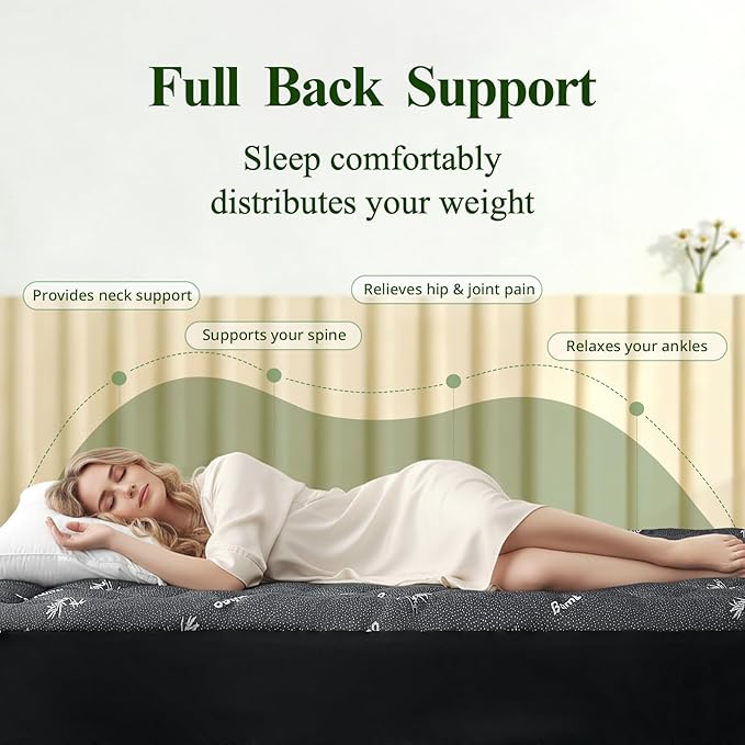Full Mattress Topper, Viscose Derived from Bamboo Thick Pillow Top Mattress Pad with Deep Pocket, Naturally Cooling for Hot Sleepers, Soft for Back Pain Relief, Premium Dark Grey