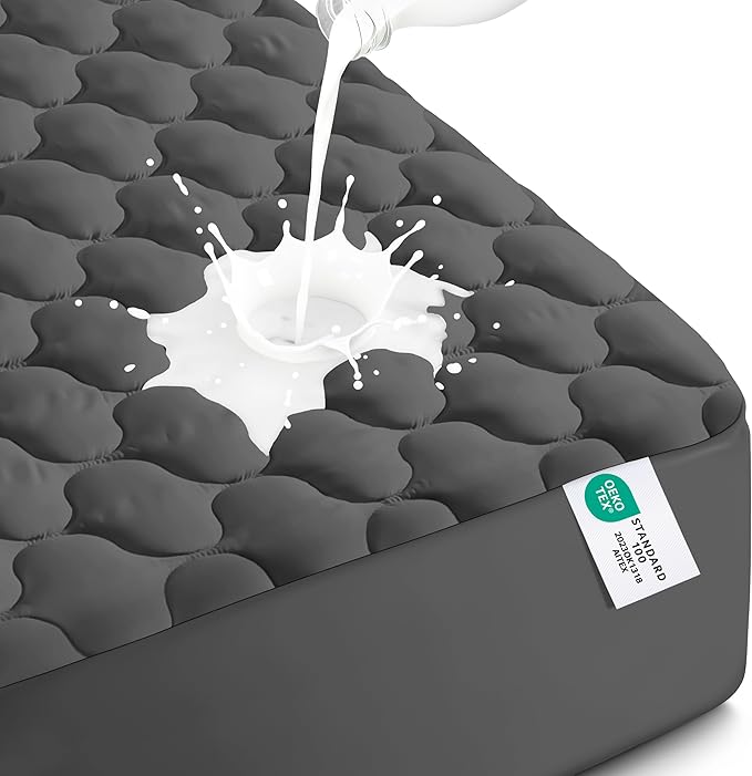 Utopia Bedding Waterproof Mattress Protector, Twin Mattress Pad, Noiseless Quilted Fitted Cover with Deep Pocket Stretches up to 16 Inches (Grey)