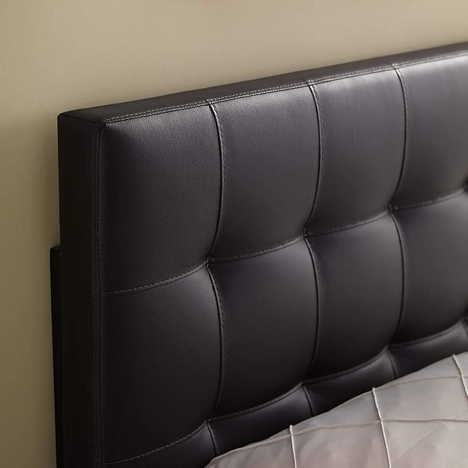 Modway Lily Tufted Faux Leather Upholstered Twin Headboard in Brown