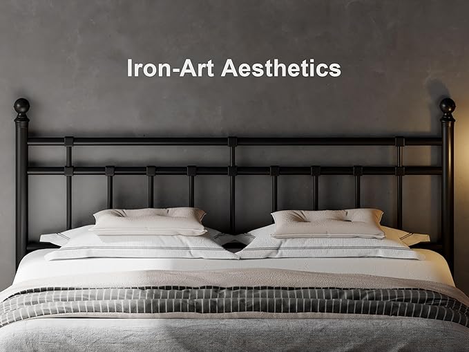 Feonase King Size Metal Platform Bed Frame with Victorian Classic Iron-Art Headboard & Footboard, Steel Slats Support, 12" Under Bed Storage, No Box Spring Needed, Easy Assembly, Noise-Free, Black