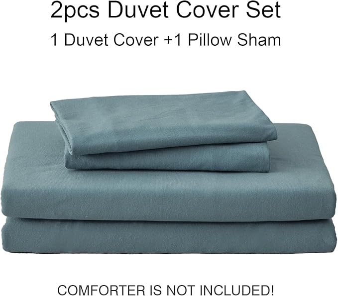 PURE ERA Jersey Knit Duvet Cover Set 100% T-Shirt Cotton Super Soft Comfy 2pc Bedding Set with Zipper Closure (Solid Cerulean Blue, Twin)