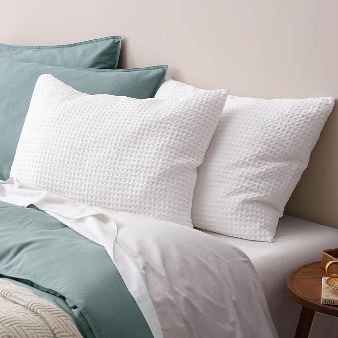 PHF Ultra Soft Waffle Weave Pillow Shams California King Size, No Insert, 2 Pack 20" x 40" Pillowcases,Breathable & Skin-Friendly Pillow Cases, Stylish Decorative Bed Pillow Cases Covers, White