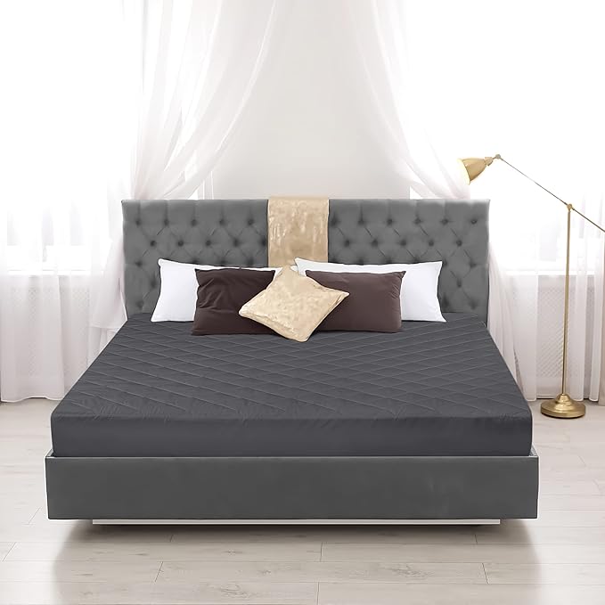 Utopia Bedding Quilted Fitted Mattress Pad, Twin Size, Elastic Fitted Mattress Topper Protector and Cover with Deep Pocket Stretches up to 16 Inches, Machine Washable (Grey)