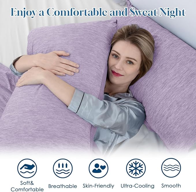 CHOSHOME Cooling Pillow Cases Zipper Pillow Covers Q-Max > 0.45 Zippered Pillowcases for Hot Sleepers, Soft, Breathable, Skin-Friendly, 4 Pack (Standard, 20"x26", Purple)