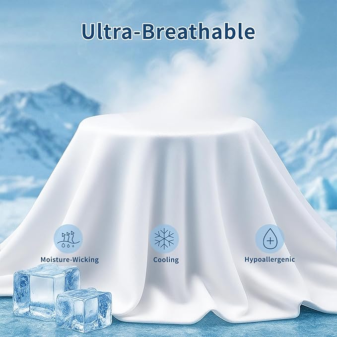 Premium Cooling Pillowcases King Size Set of 2 for Hot Sleepers&Night Sweats Beauty Sleep Reduces Wrinkles&Frizz Softer Than Silk Pillow Cover Oeko-TEX Certified White Breathable