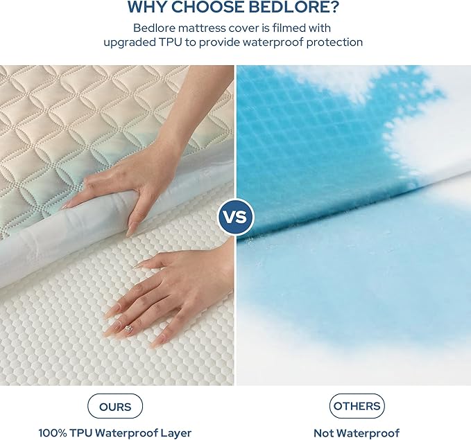 BEDLORE Waterproof Mattress Protector, Noiseless California King Size Mattress Pad with Deep Pocket Fitted Up to 6-18 inches, Soft Breathable Dirt-Proof Bed Mattress Cover for Bedroom(Beige)