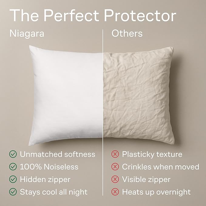 Ultra Soft Pillow Protectors with Zipper Standard Size - Set of 12 Breathable Pillow Covers - 100% Protection Against Stains, Dust & Dirt - Machine Washable (White)