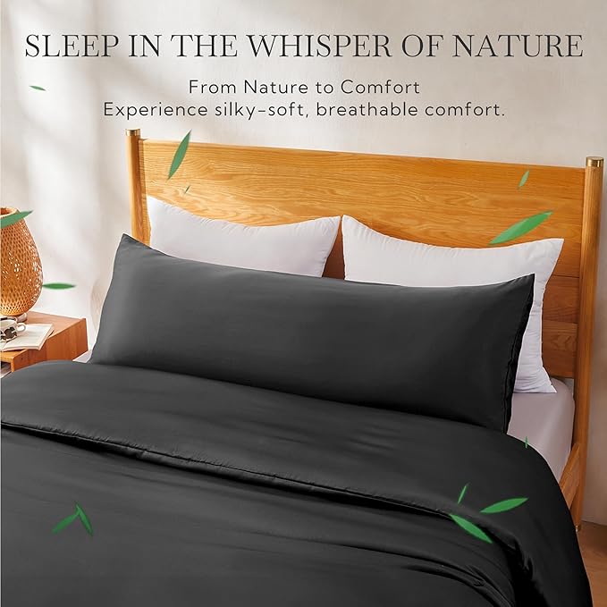 MR&HM Cooling Body Pillow Case 20"x54", Body Pillow Cover for Hot Sleepers, Breathable & Moisture Wicking, Soft Envelope Long Pillowcase, Rayon Derived from Bamboo & Polyester Blend, Dark Grey