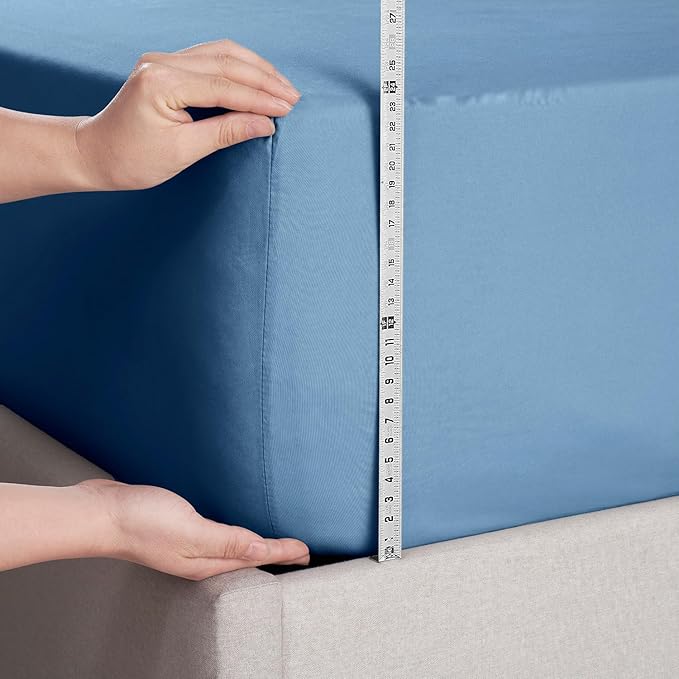 Nestl 2 Pack Blue Heaven Fitted Sheet Extra Deep Pocket, Hotel Luxury Twin XLFitted Sheet Only Easily Fits 18 to 24 Inch Mattress, Super Soft, Wrinkle-Free and Breathable with Corner Straps