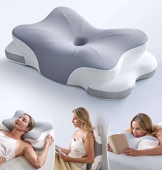 Ultra Pain Relief Cervical Neck Pillow for Sleeping, 5X Support Ergonomic Contour Pillow for Deep Sleep, Cooling Memory Foam Pillows for Adults, Orthopedic Bed Pillow for Side Back, Stomach Sleepers
