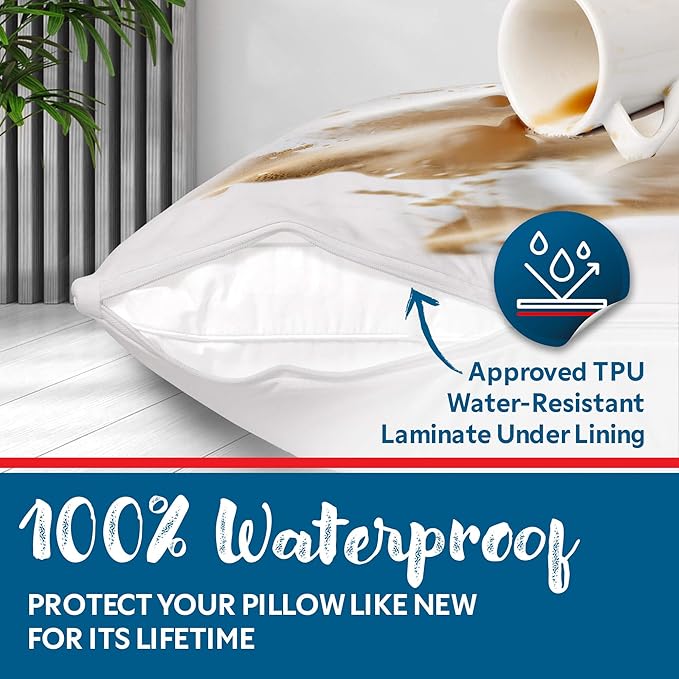 Guardmax Jersey Knitted Throw Pillow Protector with Zipper - 4 Pack -100% Waterproof, Bed Bug Proof, Dust Mite Proof, & Hypoallergenic Pillow Covers - Premium Zippered Pillow Cases. (20 X 20)