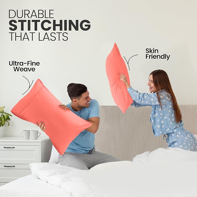 Utopia Bedding King Pillow Cases - 2 Pack - Envelope Closure - Soft Brushed Microfiber Fabric - Shrinkage and Fade Resistant Pillow Covers King Size 20 X 40 Inches (King, Coral)
