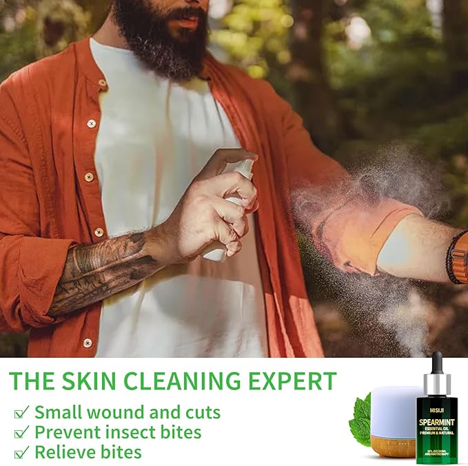 Essential Oils-Spearmint Essential Oils for Diffuser Humidifiers for Home,Diffuser Oils Scents for Laundry,Aromatherapy,Candle&Soap Making 1 FL.OZ