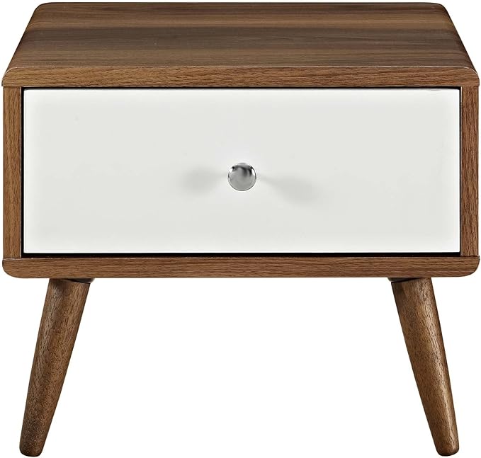 Modway Transmit Mid-Century Modern Nightstand or Side Accent Table in Walnut
