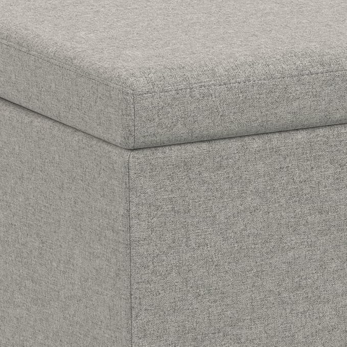 SIMPLIHOME Avalon Extra Large Storage Ottoman Bench - 54 inch Wide Upholstered Linen Look Fabric Rectangular Lift-Top Ottoman in Cloud Grey, Contemporary Bench for Living Room with Hidden Storage