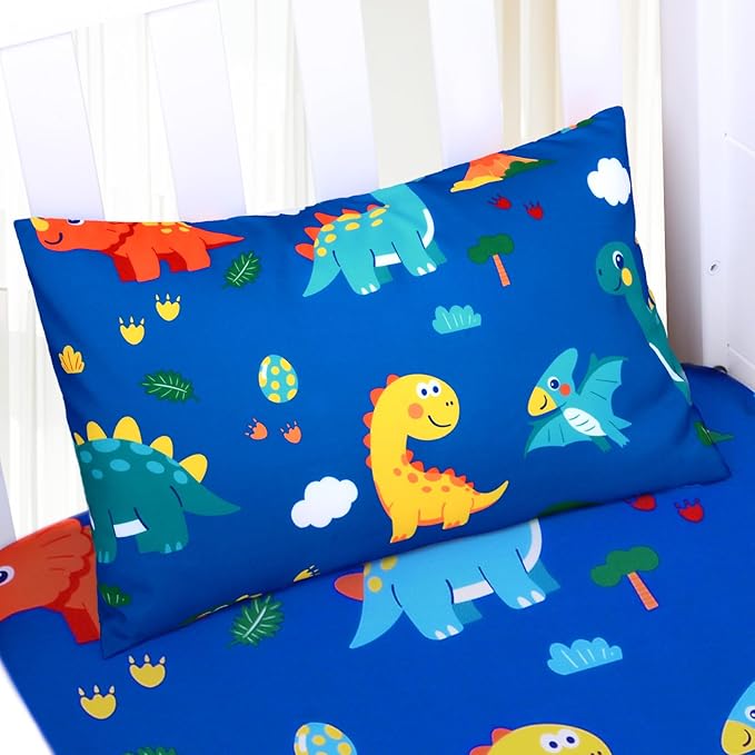 Cloele Kids Toddler Pillowcase Envelope Travel Pillowcase Baby Pillow Cover Fits Pillows Sized 12x16 or 13x18-1 Pack Soft Children’s Bedding Pillowslip Case for Boys and Girls -Colorful Dinosaur