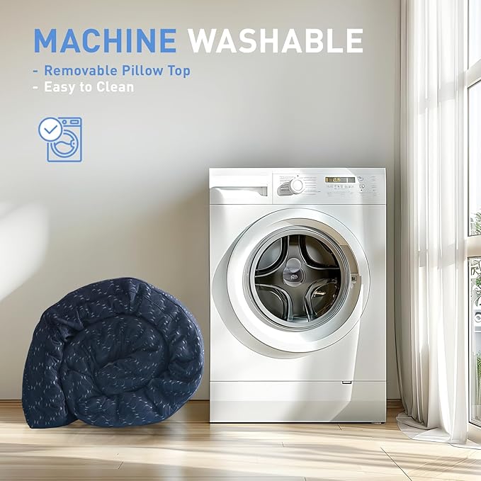 Dual Layer 3 Inch Memory Foam Mattress Topper King Size, 2 Inch Gel Memory Foam Plus 1 Inch Cooling Pillow Top Mattress Pad Cover, with 8-21 Inch Deep Pocket, Navy Blue