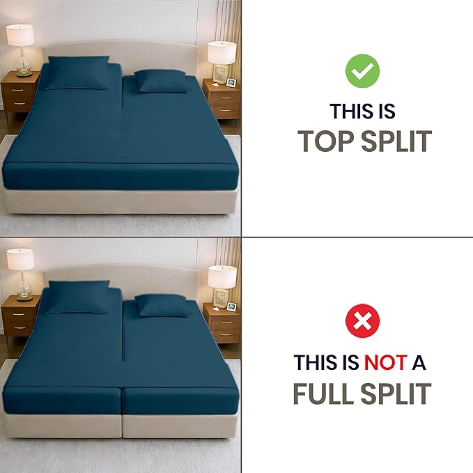 SGI bedding 28" King Split Top Flex Head Sheet 100% Egyptian Cotton Sheet Set 1000 Thread Count Flex Top Sheet for Adjustable Bed 4Pc Sheet Set 15" Deep Pocket for Sleep Number Bed - Teal