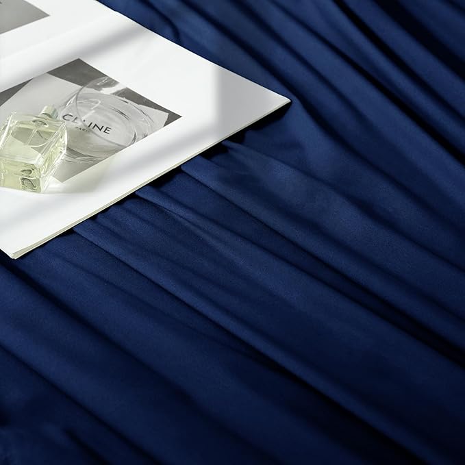 Manyshofu 4 Piece Split Head California King Sheets Sets for Adjustable Bed Sheet, Flex Head Split Top Cal King Sheets Navy Blue Sheet Set - 1800 Thread Count Bedding Set with Deep Pockets