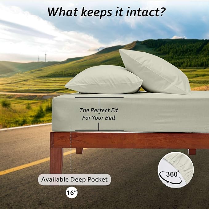 Queen RV Camper Sheet Set (60x80) – 100% Egyptian Cotton, Soft & Cooling, 16” Deep Pocket Fitted Sheet, Luxury Hotel Quality Bedding for RVs, Campers & Motorhomes (Ivory Solid)