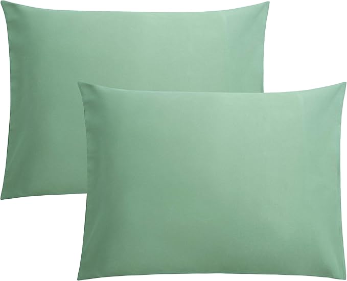 FLXXIE Pillow Cases Standard Size, Soft Microfiber Pillow Covers with Envelope Closure, Wrinkle, Stain Resistant Pillowcases, 2 Piece Set, 20x26, Sea Green