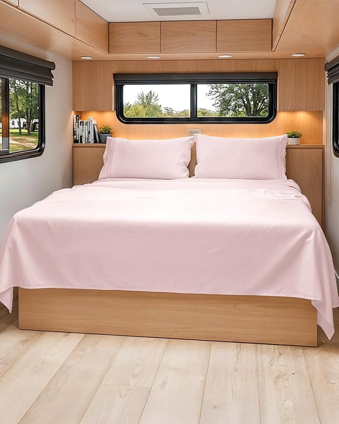 Short Queen Size 4 Piece Sheet Set - RV Short Queen, Soft, Breathable & Cooling Bed Sheets Set with Deep Pockets - Hotel Luxury Bedding for Women & Men - Wrinkle Free & Fade Resistant - Lavender Pink