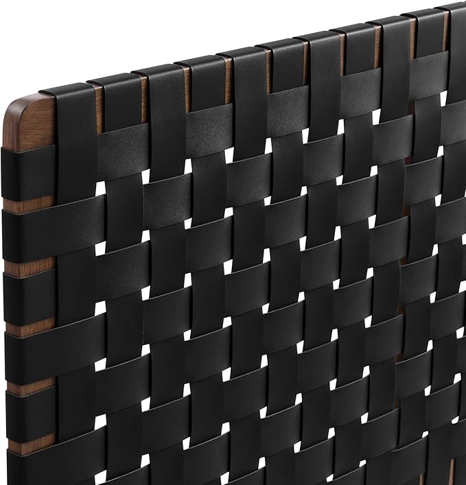 Modway Sparta Weave Queen Vegan Leather Headboard in Walnut Black