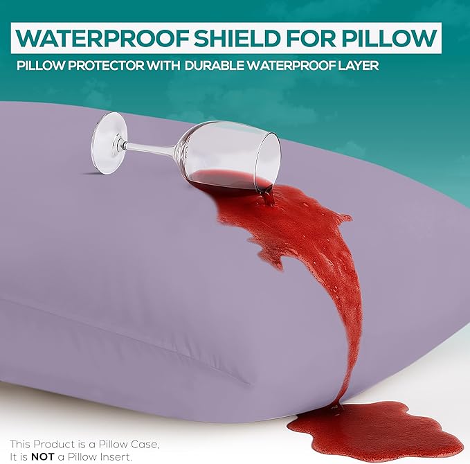 Utopia Bedding Premium 100% Waterproof Pillow Protectors with Zipper King Size (Set of 2), Bed Bug and Dust Mite Proof Zippered Pillow Covers, Pillow Encasement Cases, Lavender