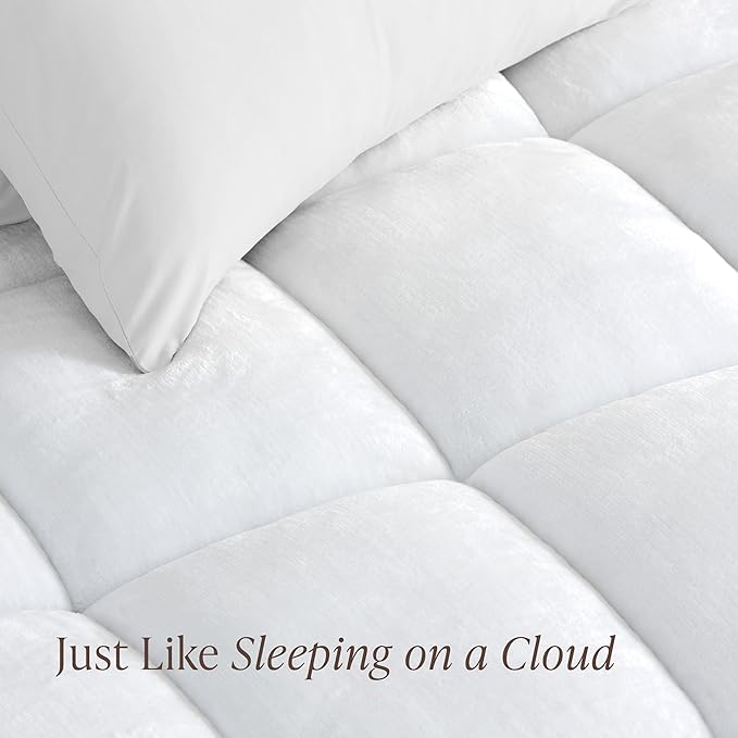 Bare Home Queen Microplush Mattress Topper - Pillow Top Reversible - Soft Mattress Cover - Dual Sided All-Season - 8" to 24" Deep Pocket - Fitted Cover - Plush Mattress Pad (Queen)
