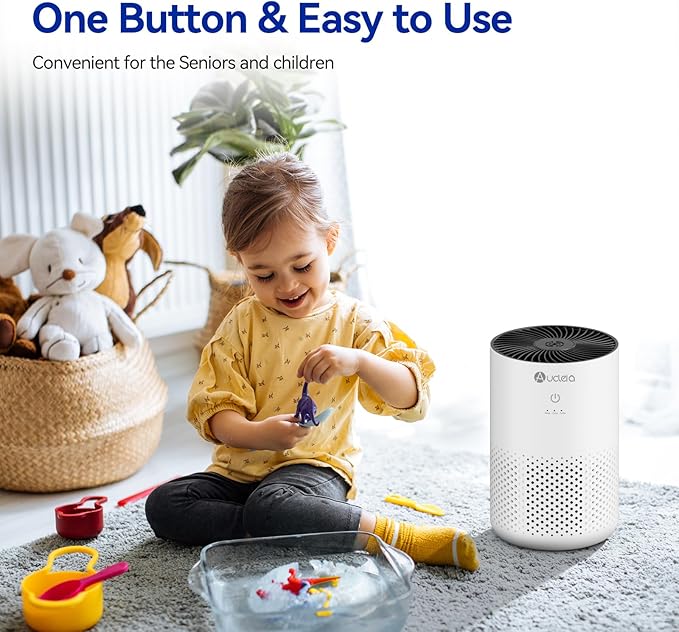 Aucleia Air Purifiers for Bedroom Home with H13 True HEPA Filter, 20dB Quiet Air Cleaner for Pets Hair Dander Odor, Smoke Dust Pollen, Aromatherapy Function, White