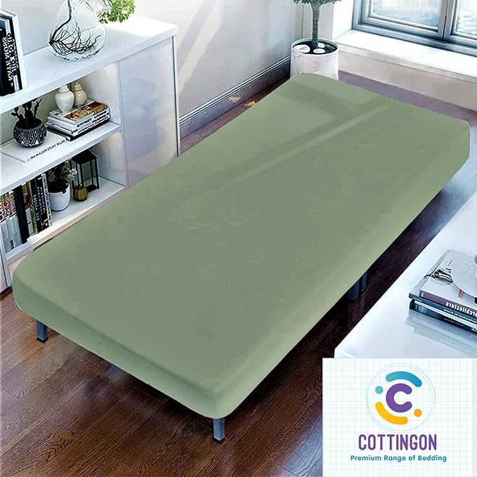 Cot Size 33" x 75" Fitted Sheet, 100% Egyptian Cotton, Perfect for Camp Bunk Beds/RVs/Guest Beds/Army Cots/Replacement Mattress (Sage)