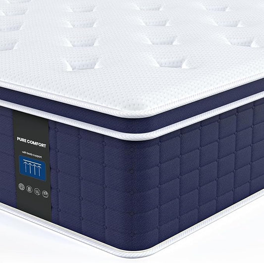 Coolvie Twin Mattress 14 Inch, Hybrid Twin Bed Mattress in a Box, 4 Layer Premium Foam with Pocket Springs for Motion Isolation and Pressure Relieving, Medium Firm Feel, 100-Night Trial