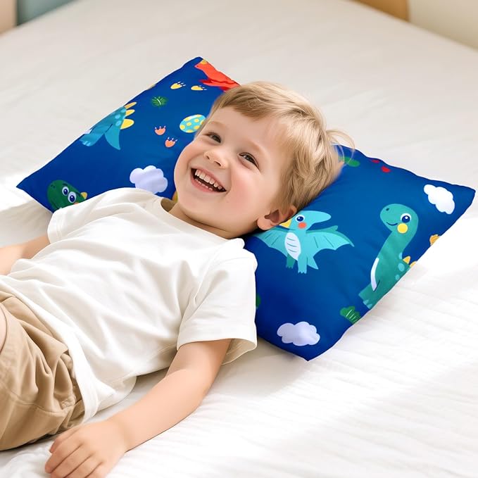 Cloele Kids Toddler Pillowcase Envelope Travel Pillowcase Baby Pillow Cover Fits Pillows Sized 12x16 or 13x18-1 Pack Soft Children’s Bedding Pillowslip Case for Boys and Girls -Colorful Dinosaur