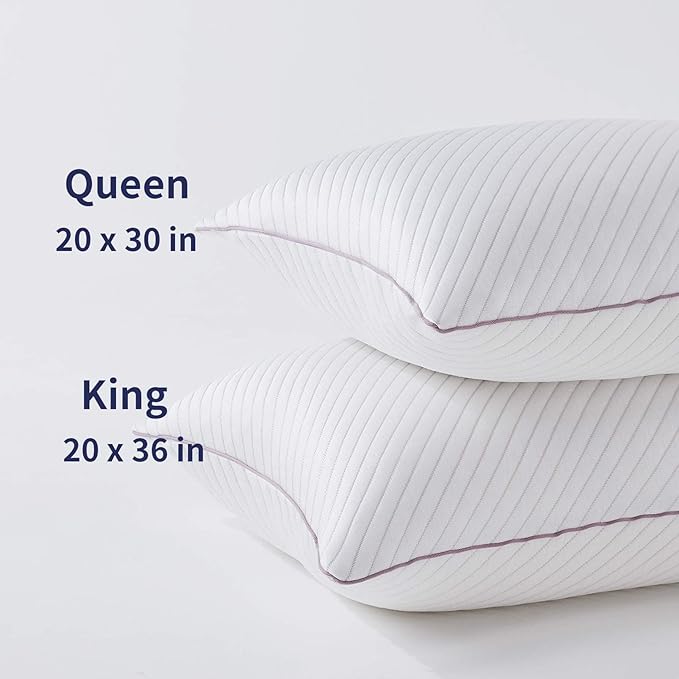 Shredded Memory Foam Cooling Pillows 2 Pack,King Size Bed Pillows for Side,Back & Stomach Sleepers