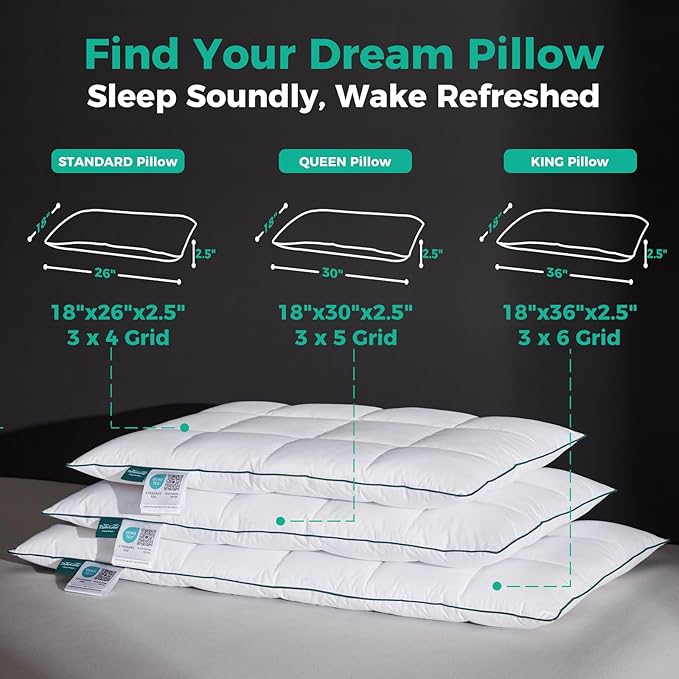 Three Geese Ultra Thin Flat Goose Down Feather Pillows for Sleeping Standard Size, 2.5" Height, 100% Cotton Cover, Ultra Slim Hotel Collection Bed Pillow for Stomach, Back Sleeper, 18x26 in.