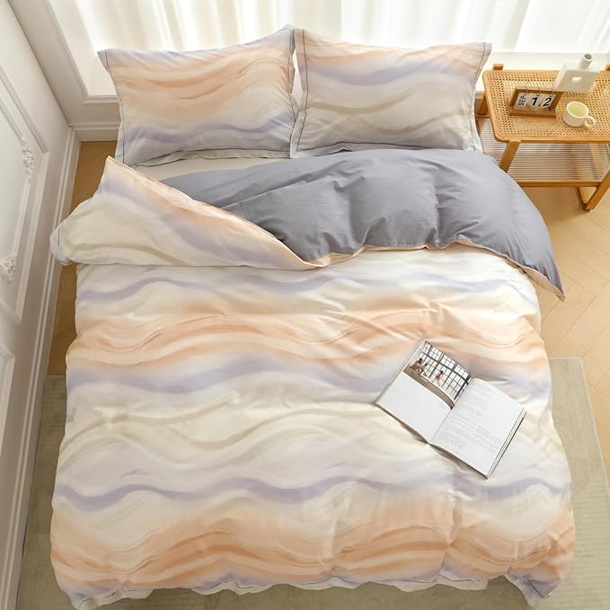 OAITE Duvet Cover Set Queen Size Floral Pattern Ultra Soft 100% Cotton Duvet Cover Sets 3-PC, Breathable Duvet Cover with Zipper Closure & Corner Ties(2 Pillow Shams,1 Duvet Cover)