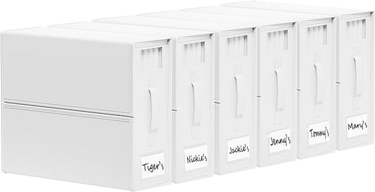 SheetCube Bed Sheet Organizers and Storage 6 Pack, Foldable Linen Closet Organizer with Window and Label, Bedding Folder Storage Box Container for Blanket, Duvet Cover Set, Bed Sheet Set - White