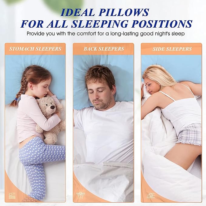 MZOIMZO Bed Pillows for Sleeping- King Size, Set of 2, Cooling Hotel Quality with Premium Soft Down Alternative Fill for Back, Stomach or Side Sleepers, Blue