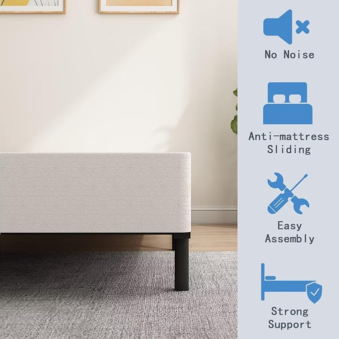 ALDRICH Twin XL Box Spring 9 Inch, 1500lbs Heavy Duty Metal Frame Mattress Foundation, Non-Slip/No Noise/Easy Assembly/Easy Clean Cover