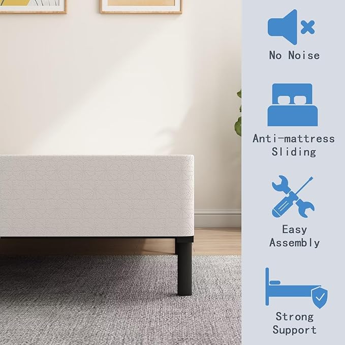 ALDRICH Box Springs Twin 9 Inch, Heavy Duty Metal Frame Mattress Foundation with Easy Clean Cover, Noise Free, Easy Assembly