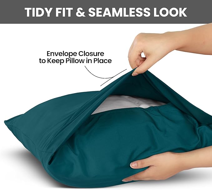 Utopia Bedding Pillow Cases King Size 2-Pack – Soft Brushed Microfiber – Envelope Closure – Perfect for Hospitals, Hotels, Guest Rooms – Oeko-TEX Certified, 20x40 Inches (Teal)