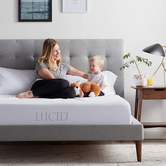 LUCID Premium Waterproof Mattress Protector, California King Size – Fitted Sheet Style, Machine Washable – Cotton Terry Top Cover – Dorm Room Essential – White